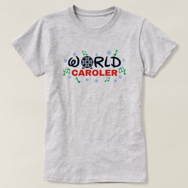 Camiseta Carolero mundial con notas de música verde y nieve (Diseño del anverso)