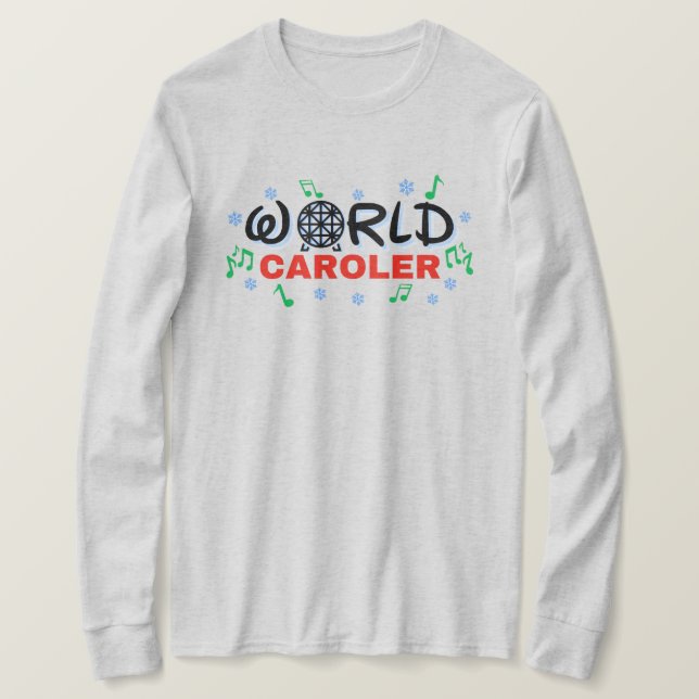 Camiseta Carolero mundial con notas de música verde y nieve (Anverso del diseño)