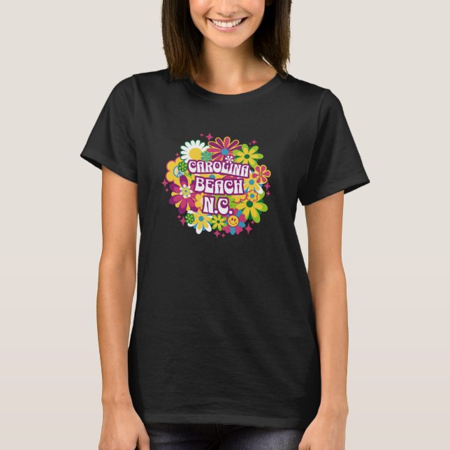 Camiseta Carolina Beach NC Summertime Vacationing Flowers (Anverso)