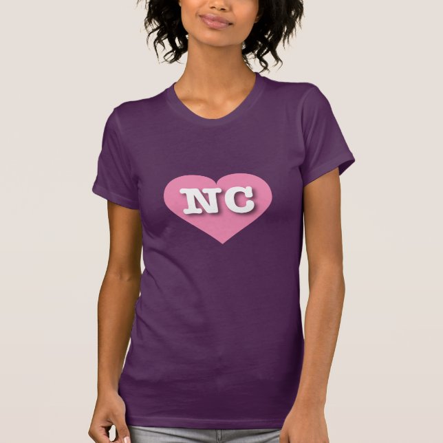 Camiseta Carolina del Norte: Corazón rosa - Amo NC (Anverso)