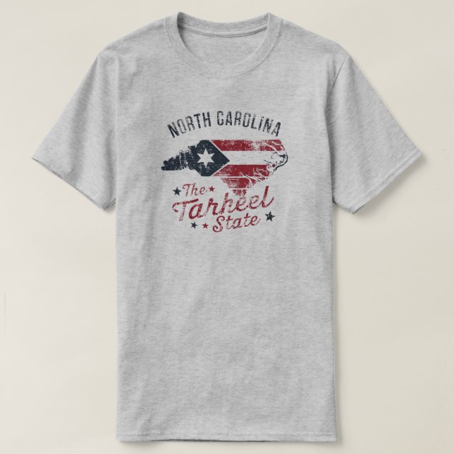 Camiseta Carolina del Norte: El mapa del estado de Tarheel (Diseño del anverso)
