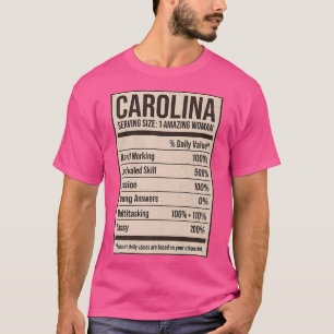 Camiseta Carolina Nutrition Facts Name Nickname Alias Title