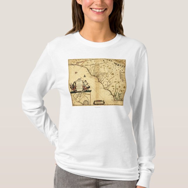 Camiseta Carolinas con el norte al mapa de RightPanoramic (Anverso)