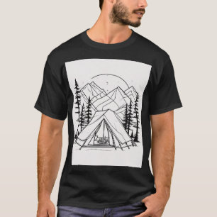 Camiseta Carpa de Camping Arte Geométrico de Línea - Minima