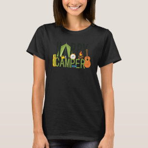 Camiseta Carpa de camping de campamento feliz Guitarra de f