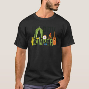 Camiseta Carpa de Camping Feliz Campamento Guitarra Brújula