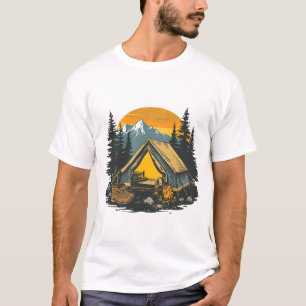 Camiseta Carpa de camping vintage en la montaña al aire lib
