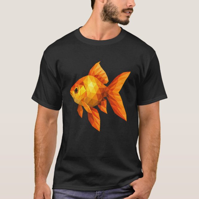 Camiseta Carpa Dorada Geométrica Low Poly Acuario De Peces  (Anverso)