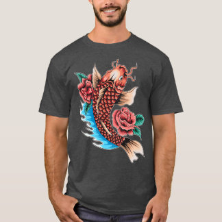 Camiseta Carpa japonesa de Koi con tatuaje de flores