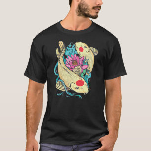 Camiseta Carpa japonesa Koi Nishikigoi Fish Lotus Flower 