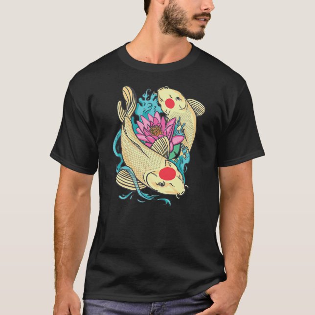 Camiseta Carpa japonesa Koi Nishikigoi Fish Lotus Flower  (Anverso)