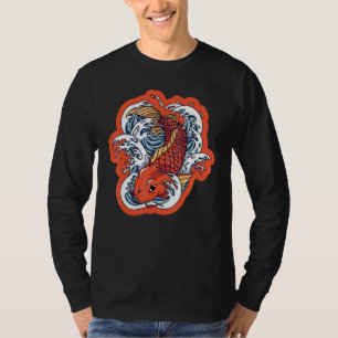 Camiseta Carpa japonesa Koi Nishikigoi Flores de cerezo de
