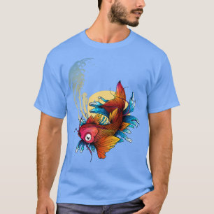 Camiseta Carpa japonesa Koi Sakura ondea Japón luna japonés