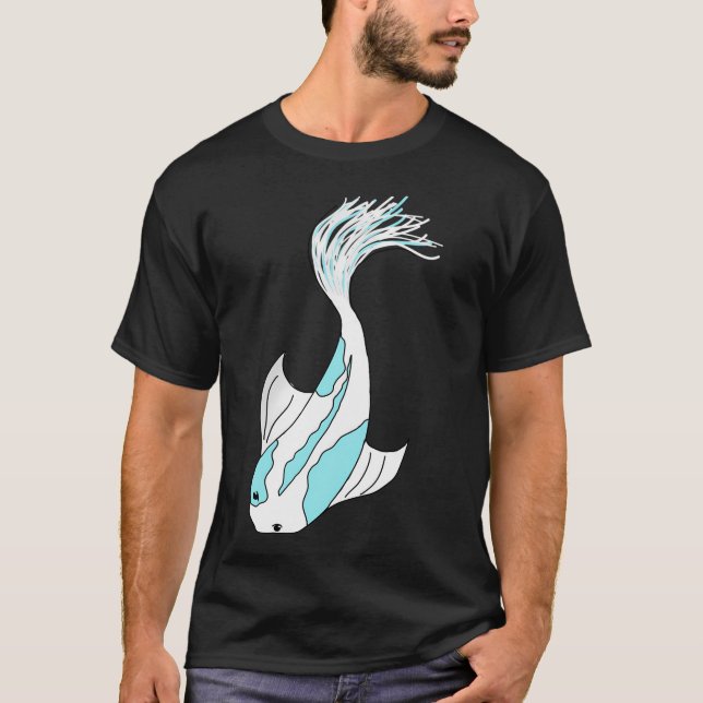 Camiseta carpa koi azul y blanca (Anverso)