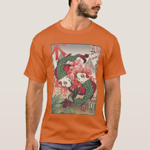 Camiseta Carpa Koi japonesa Sakura Árbol Fuji Re
