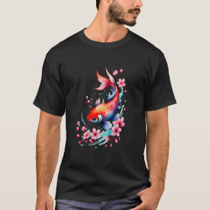 Camiseta Carpa Koi Japonesa y Flor de Cerezo Nishikigoi