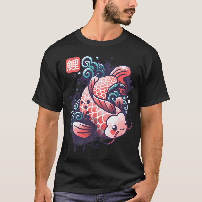 Camiseta carpa koi pez acuarela (Anverso)