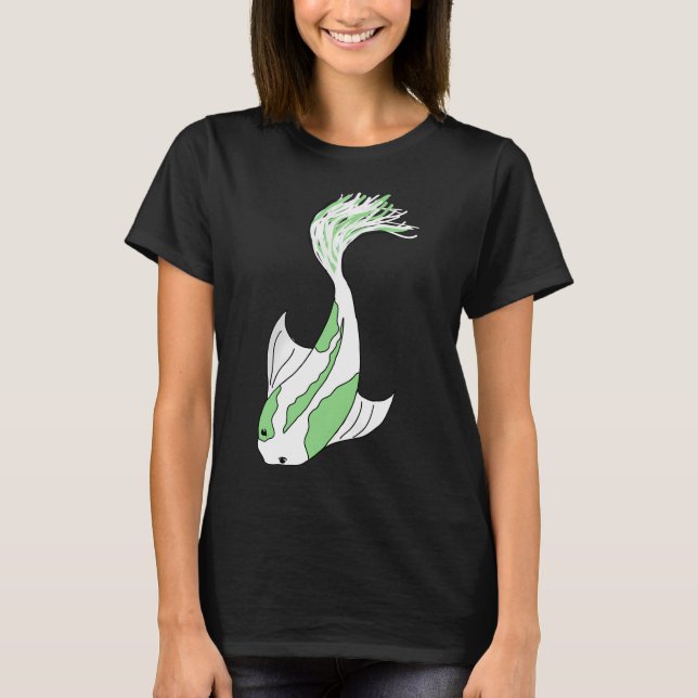 Camiseta carpa koi verde y blanca (Anverso)