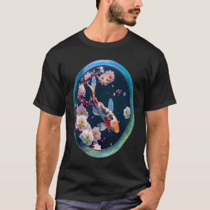 Camiseta carpa pez koi flor de cerezo fotografía con lente