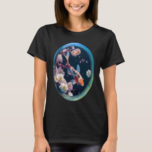 Camiseta carpa pez koi flor de cerezo lente fotografía