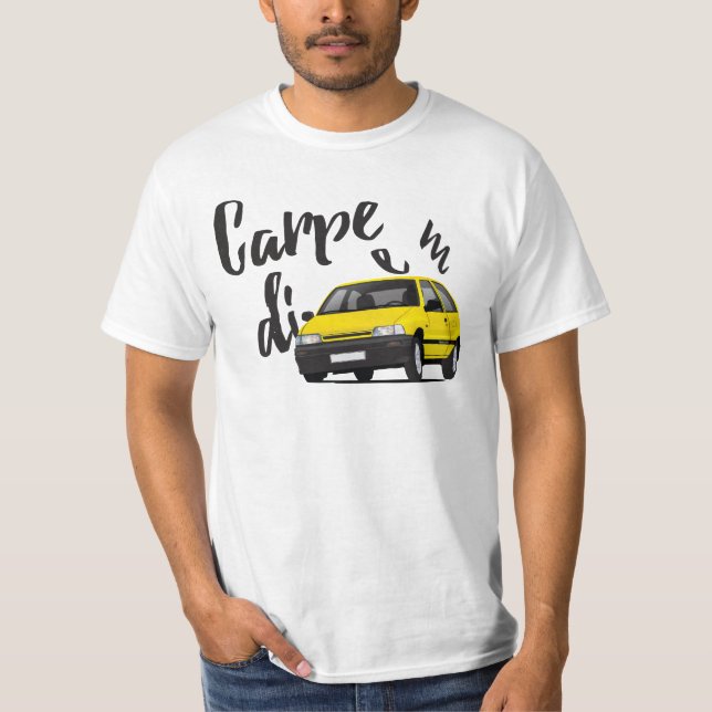 Camiseta Carpe Diem con Daihatsu Charade GTti (Anverso)