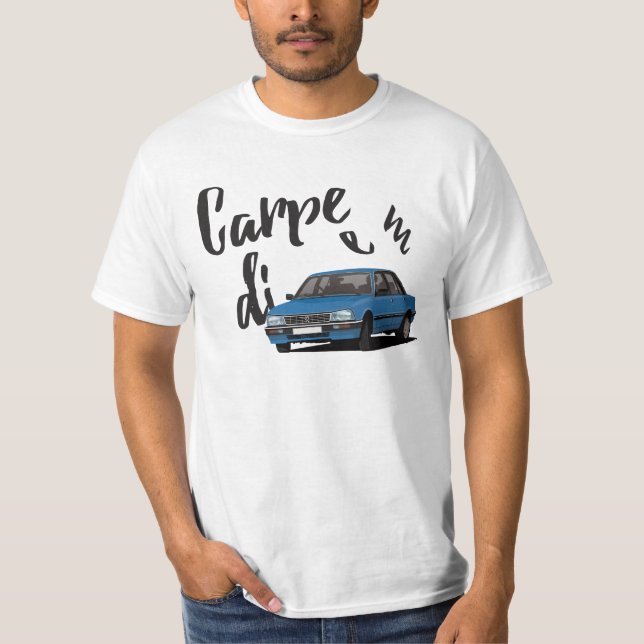 Camiseta Carpe Diem con Peugeot 505 - 15 colorean opciones (Anverso)