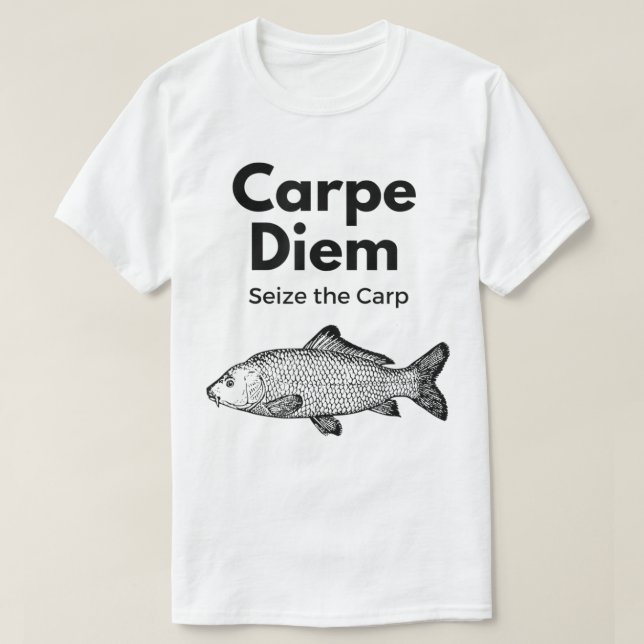 Camiseta Carpe Diem se apodera de la carpa pescando camiset (Diseño del anverso)