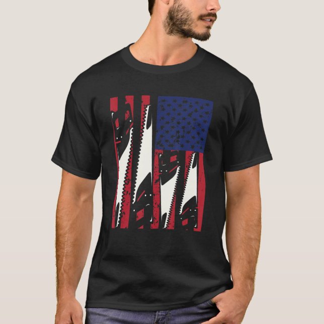 Camiseta Carpenter USA Woodworking American Flag Carpentry_ (Anverso)