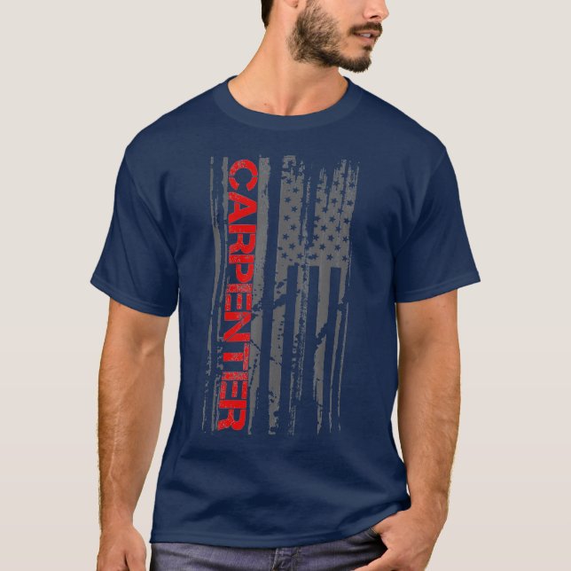 Camiseta Carpenter Woodwork Patriotic American Flag (Anverso)