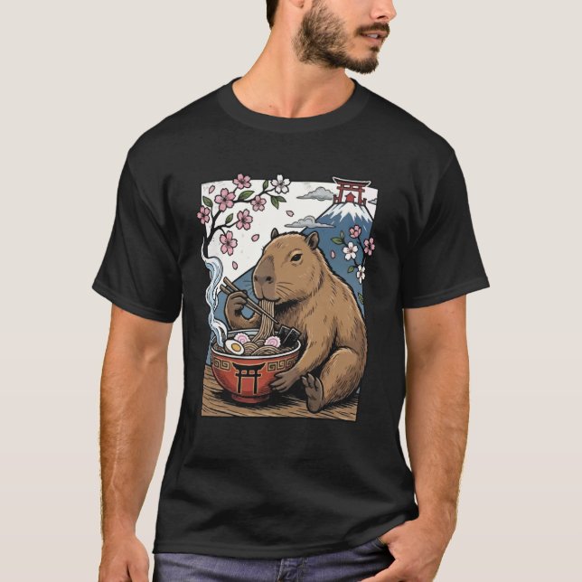 Camiseta Carpincho comiendo ramen (Anverso)