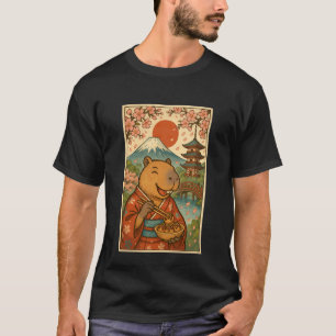 Camiseta Carpincho comiendo takoyaki en kimono Monte Fuji C