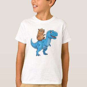 Camiseta Carpincho Divertido Lindo Cabalgando Dinosaurio T 