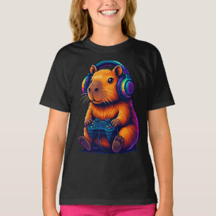 Camiseta Carpincho Gamer Adorable — con Auriculares y Contr