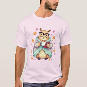 Camiseta Carpincho montado en un libro y bebiendo café  Cer