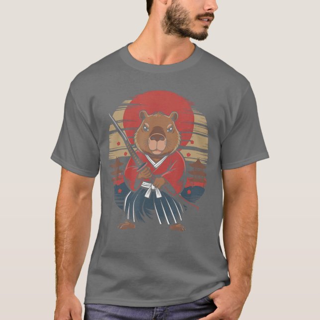 Camiseta Carpincho Samurái Japonés divertido (Anverso)