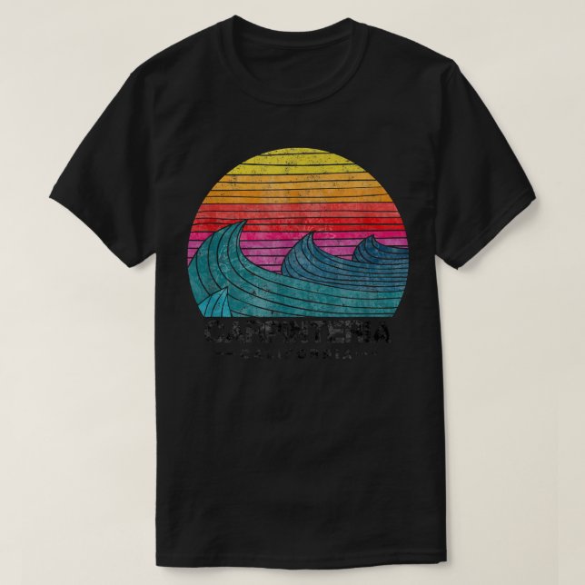 Camiseta Carpinteria Surfing Waves Beach Retro Cali Sunset (Diseño del anverso)