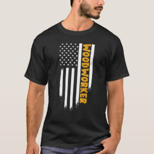 Camiseta Carpintero Americano Bandera Woodworkers