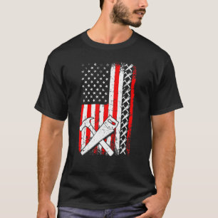 Camiseta Carpintero de bandera estadounidense Handyman Wood