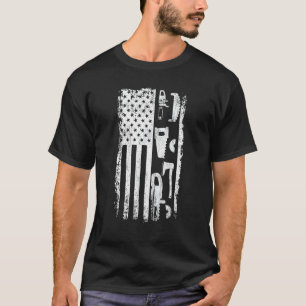 Camiseta Carpintero de la bandera estadounidense de madera