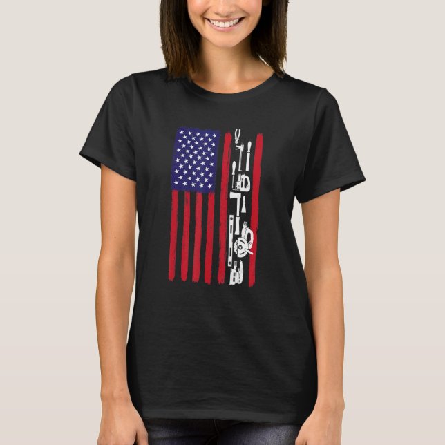 Camiseta Carpintero de madera de carpintero patriótico con  (Anverso)