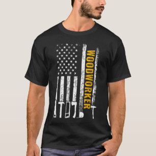 Camiseta Carpintero de Woodworker de Bandera Americana carp