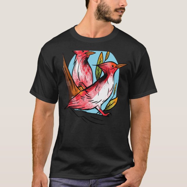 Camiseta Carpintero Pájaro Naturaleza Pájaro Rojo Pájaros D (Anverso)
