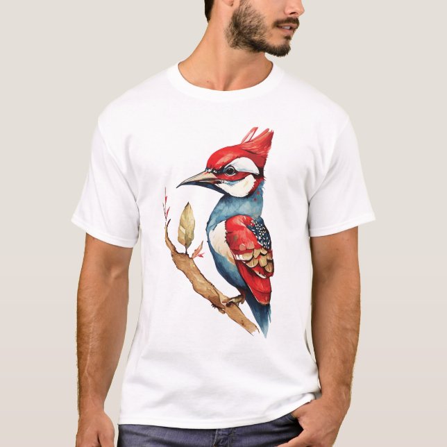 Camiseta Carpintero rojo y azul (Anverso)