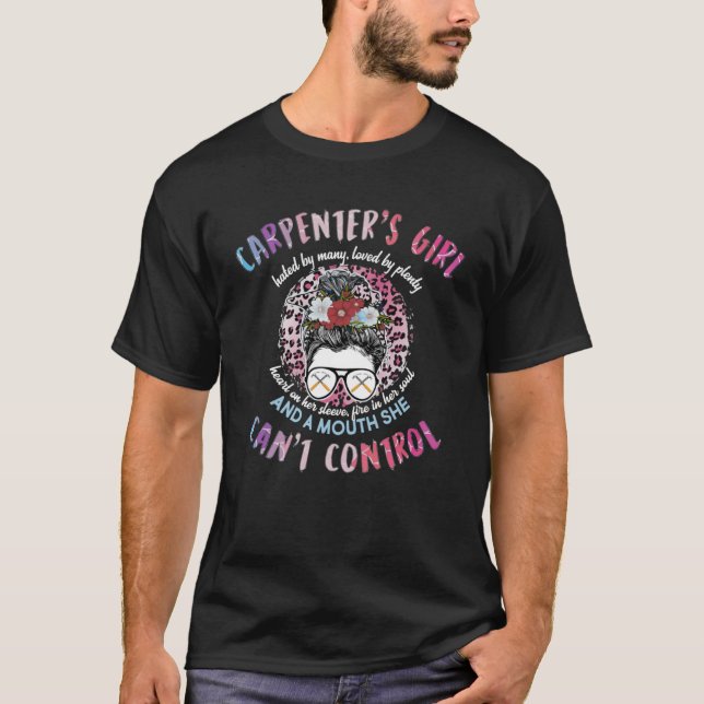 Camiseta Carpintero S Chica no puede controlar moho moño ma (Anverso)