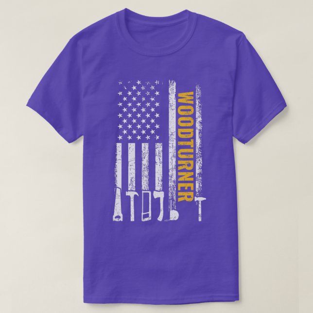 Camiseta Carpintero Woodturner de la Bandera Americana carp (Diseño del anverso)