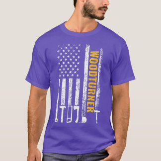 Camiseta Carpintero Woodturner de la Bandera Americana carp