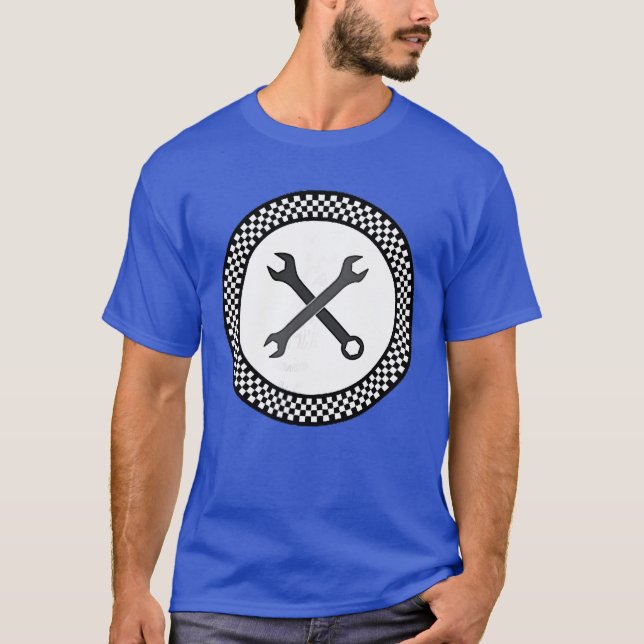 Camiseta Carraca de Patrón de Tablero de Ajedrez Retro Vint (Anverso)