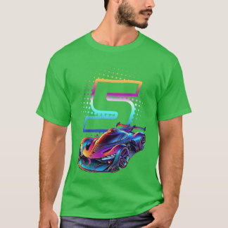 Camiseta Carrera de 5 años 5º cumpleaños Futurista Carreras