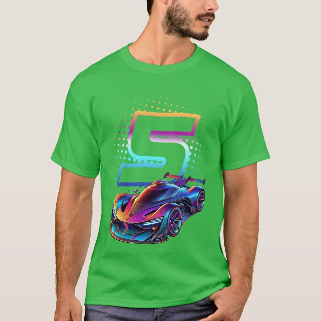 Camiseta Carrera de 5 años 5º cumpleaños Futurista Carreras (Anverso)