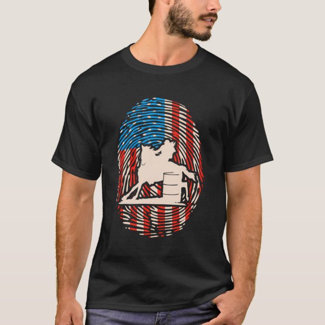 Camiseta Carrera de barril Adn Uu Bandera Americana Hípica  (Anverso)